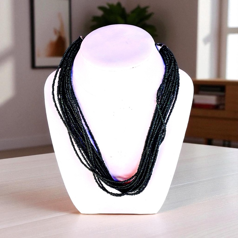 Chic Black Multi-Strand Necklace